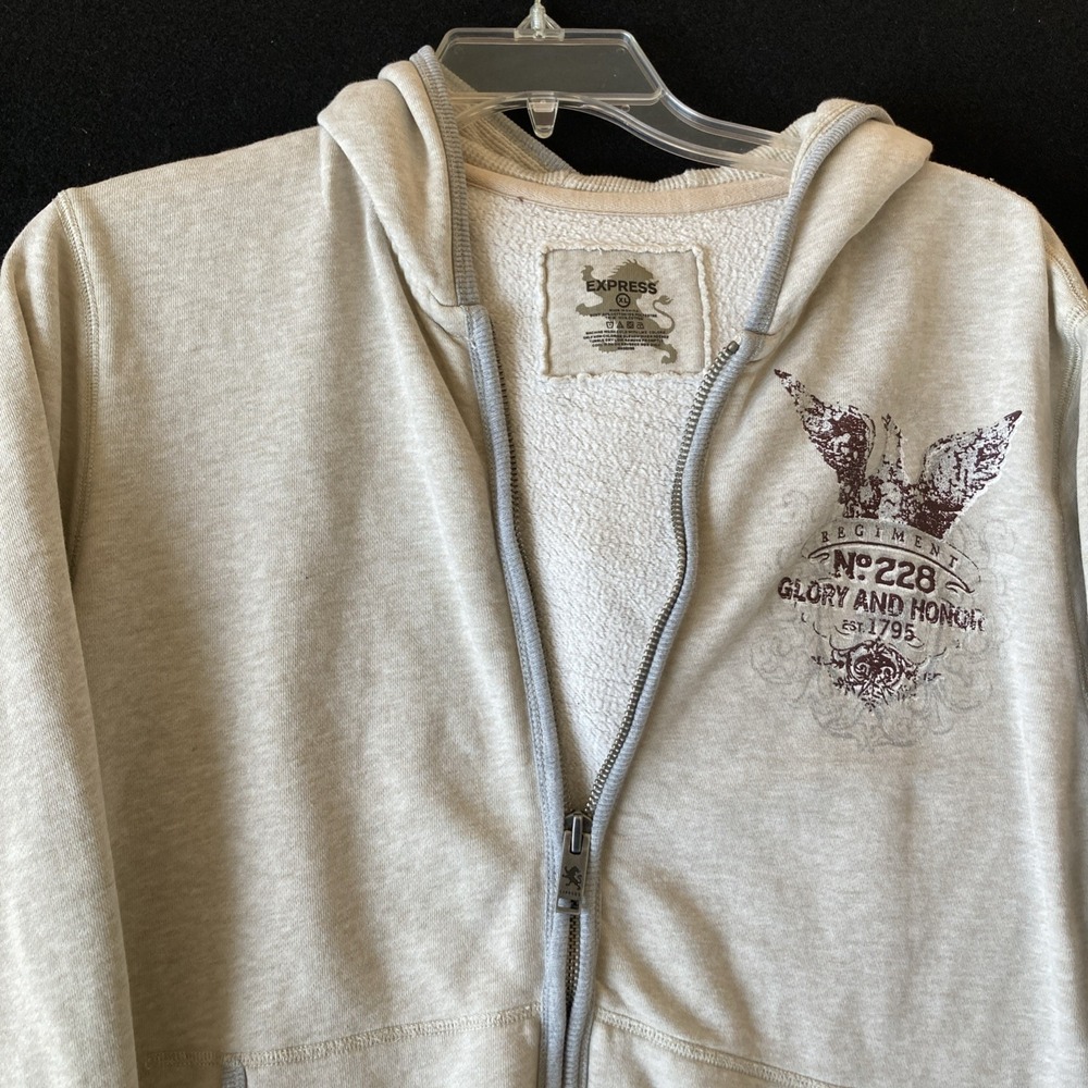 American‎ Eagle Zip Up Hoodie Y2K Style Size XL Cream Color Long Sleeve Pockets